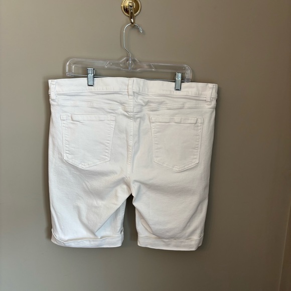 LOFT White Cuffed Denim Bermuda Shorts - Picture 2 of 8